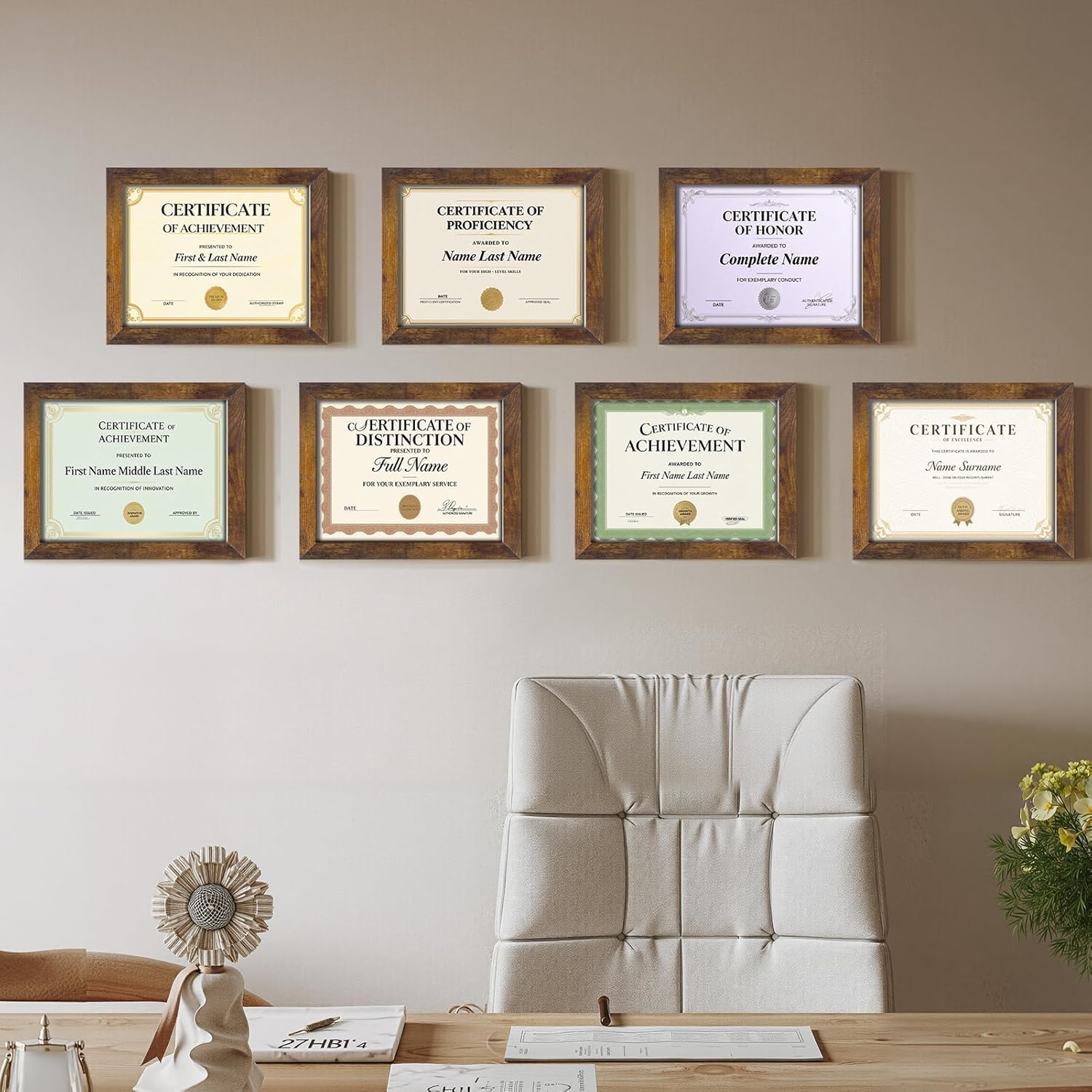 Certifications wall at Dental Clinic ( Charitable trust)